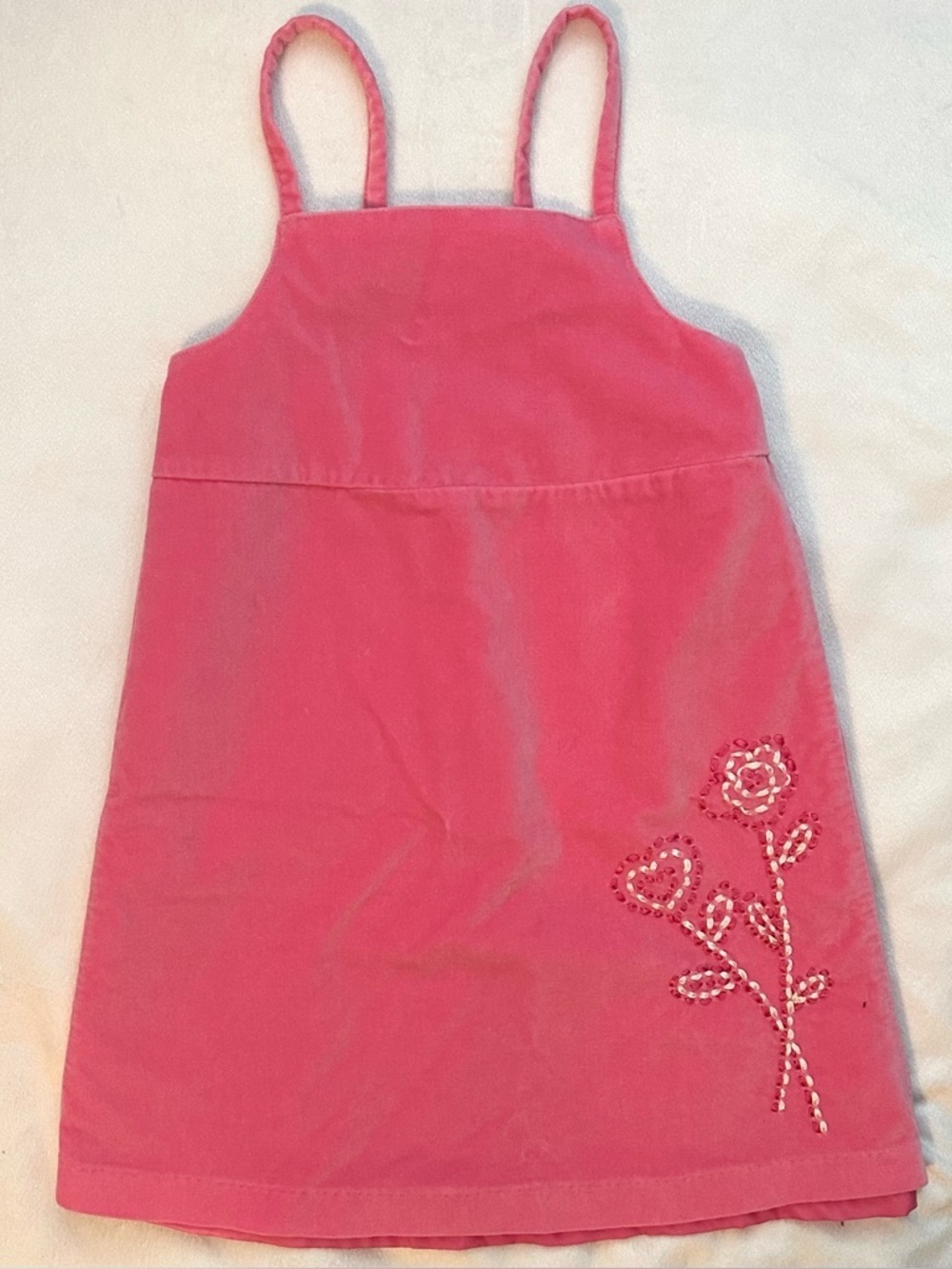 Vintage 2003 Old Navy Pink Velvet Strappy Flower Dress 4T Toddler Y2K Sleeveless